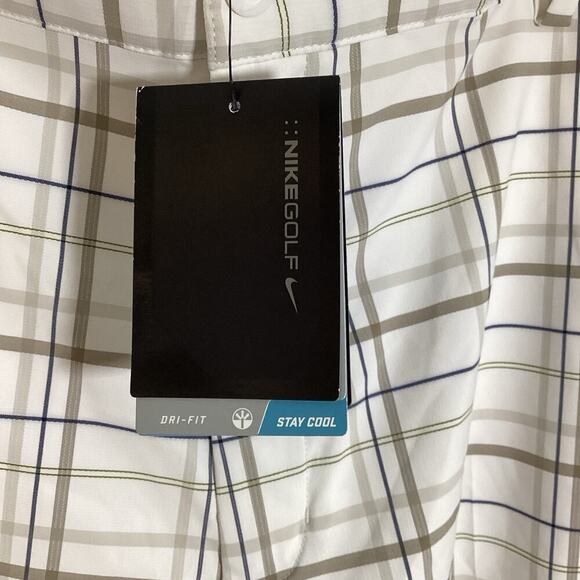 Nike Golf Shorts Plaid Dri-Fit Stretch Pockets Men Size 42 NWT White Tan Blue - Picture 4 of 7